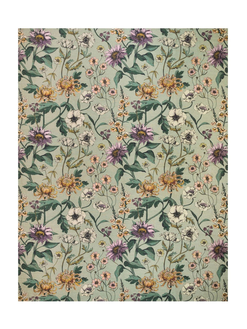 Wylder green wallflower botanical table cloth, imported from the UK