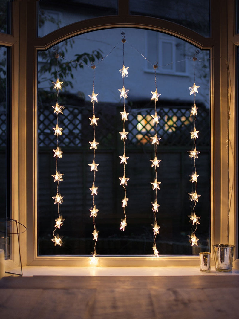 Lights4fun 40 warm white LED star curtain light decoration (British brand)