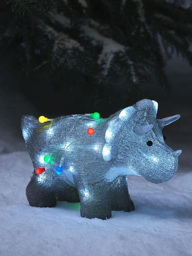 Lights4fun 22cm Christmas light up triceratops figure - British product
