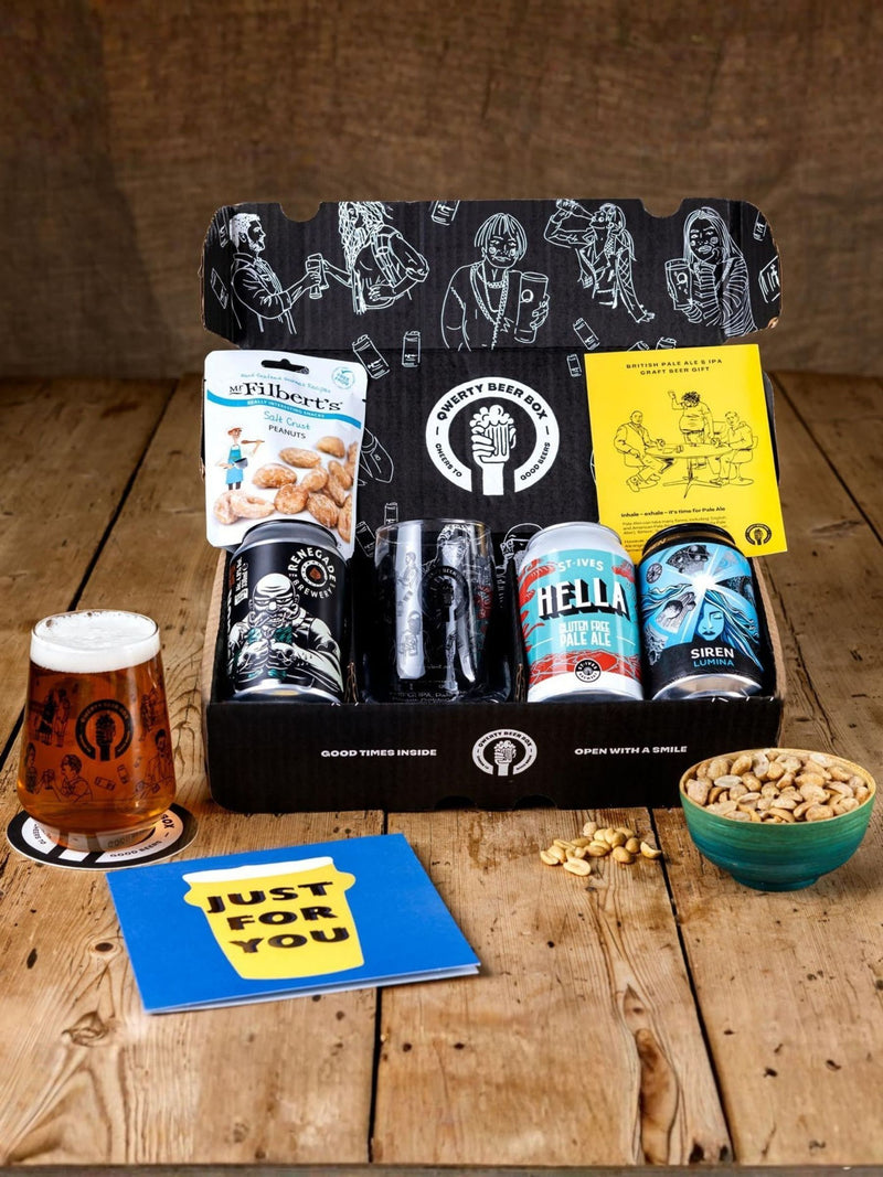 QWERTY Beer Box Deluxe Pale Ale IPA gift hamper (British brand)