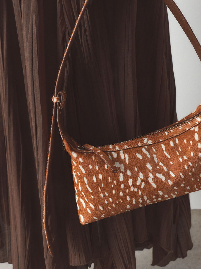 Genuine leather animal print mini shoulder bag - British product