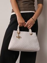 Next White Weave Embossed Hand Held Bag- Buy online at McGrocer