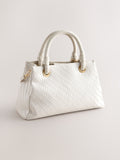 White weave embossed hand held bag compact - British product