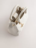 White weave embossed hand held bag compact - British product