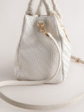 White weave embossed hand held bag compact - British product