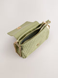 Green raffia effect shoulder bag, imported from the UK