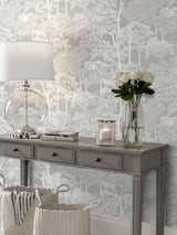 Next Graham & Brown Grey Idyll Tree Wallpaper Sample A4- Buy online at McGrocer
