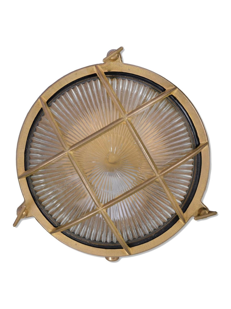 Garden Trading brass Devonport bulkhead outdoor wall light, imported from the UK