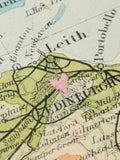 Posh Totty Designs personalised baby map print hand stitched heart 10x15cm (British brand)