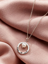 Next Posh Totty Designs Mini Personalised Pearl & Circle Necklace, 18 Inch Sterling Silver Chain- Buy online at McGrocer