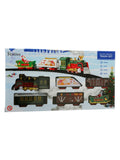 31-piece Christmas train set with smoke, lights, and music (British brand)