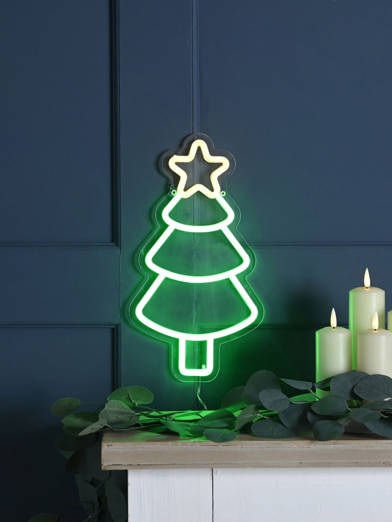 Neon flex hanging Christmas tree 19cm x 35cm, UK version