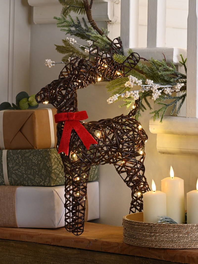 Bo lit reindeer with bow 37cm, UK version