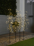 Festive set of four LED-lit twig pathfinders 100cm tall (British brand)