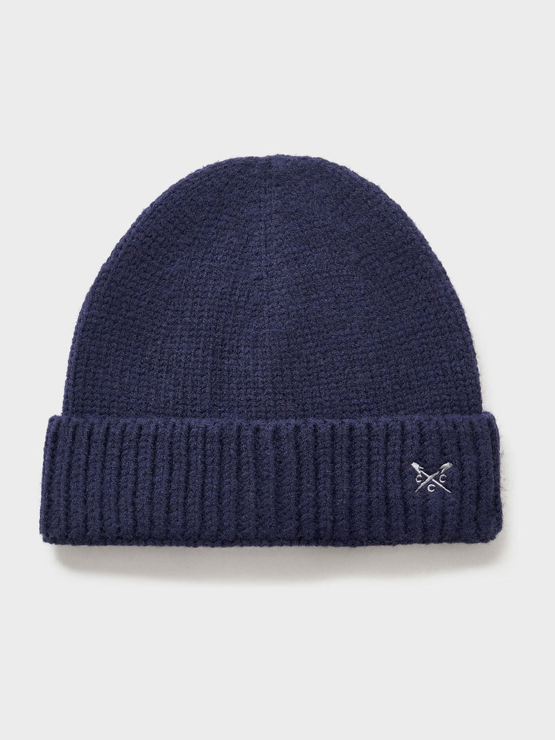 Crew Clothing blue beanie, UK version