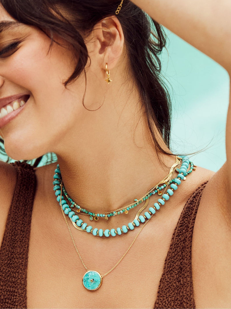 Carrie Elizabeth turquoise pendant necklace 14k gold vermeil (British brand)