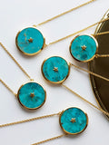 Carrie Elizabeth turquoise pendant necklace 14k gold vermeil (British brand)