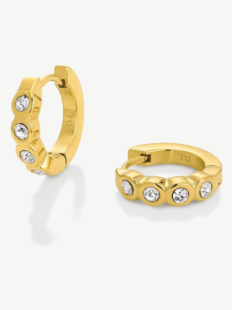 D.LOUISE gold tone waterproof bezel huggies earrings - British product