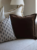 Ellenvale Interiors Darcy dark brown velvet cushion cover 45x45cm - British product
