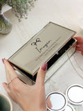 PMC bow mirrored jewellery box with personalisation, imported from the UK