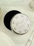PMC personalised bow round trinket box - British product