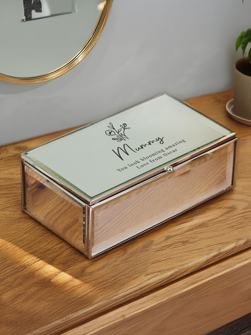 PMC personalised floral mirrored jewellery box, UK version