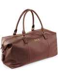 Treat Republic brown faux leather monogrammed weekender holdall - British product