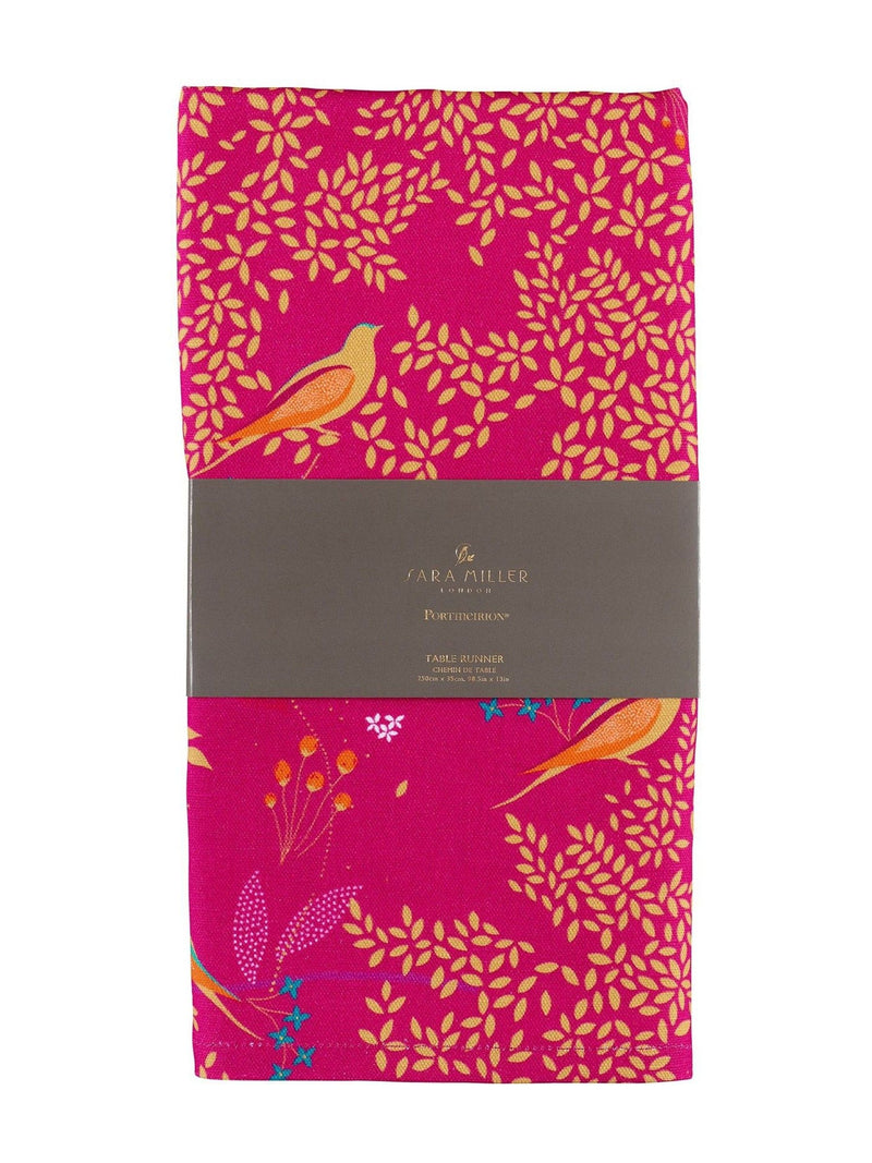 Sara Miller pink Chelsea birds table runner, imported from the UK