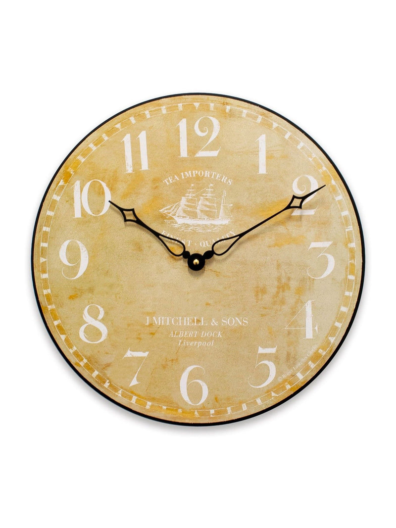 Brookpace Lascelles ship motif wall clock 36cm wood effect - British product