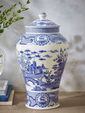 Spode Blue Italian Gothic Castle vase 36cm (British brand)