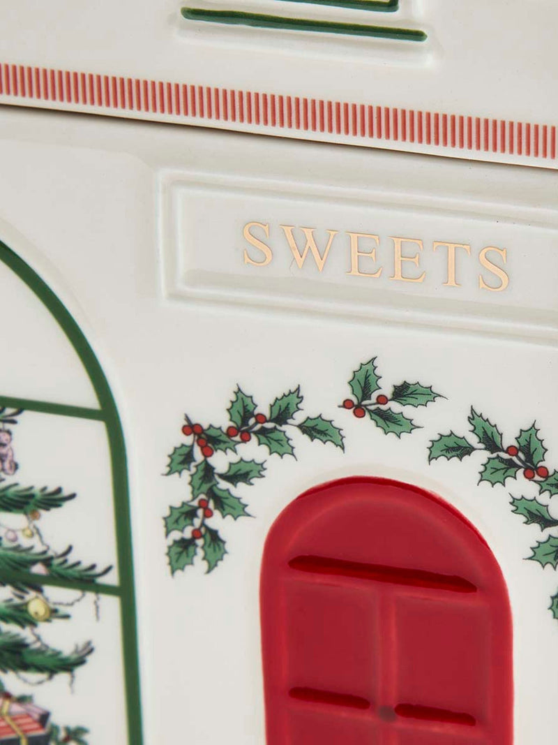 Spode Christmas Tree Village stacking canister - British product