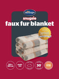 Silentnight Natural Check Snugsie faux fur throw 130x180cm - British product