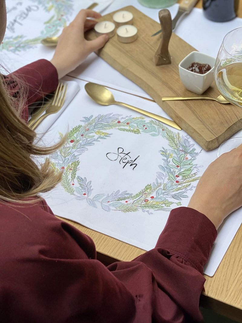 Solesmith personalised Christmas wreath placemat (British brand)