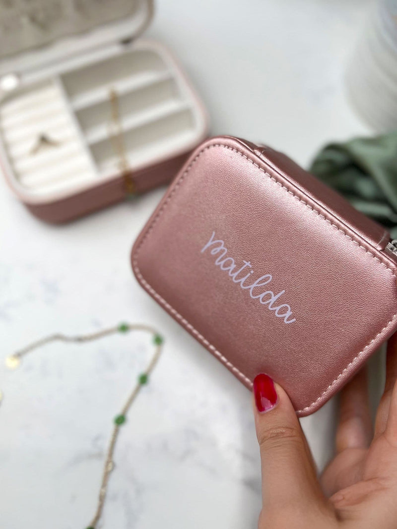 Solesmith personalised compact pink jewellery box, imported from the UK