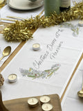 Solesmith personalised wreath Christmas table runner (British brand)