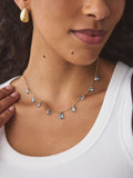 Gold tone gemstone drop necklace with turquoise beads - British product