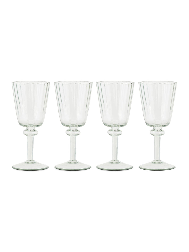 Nkuku clear Minati wine glasses set of 4, 18cm height (British brand)