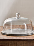 Nkuku grey marble cake dome with glass cover, imported from the UK