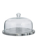 Nkuku grey marble cake dome with glass cover, imported from the UK