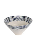 Nkuku cream and indigo drop serving bowl - British product