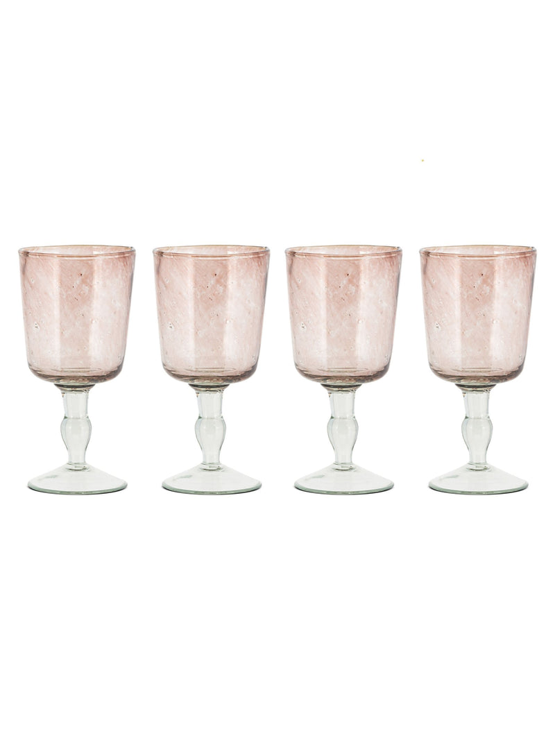 Nkuku set of 4 plum Llanera wine glasses, hand-blown - (British brand)