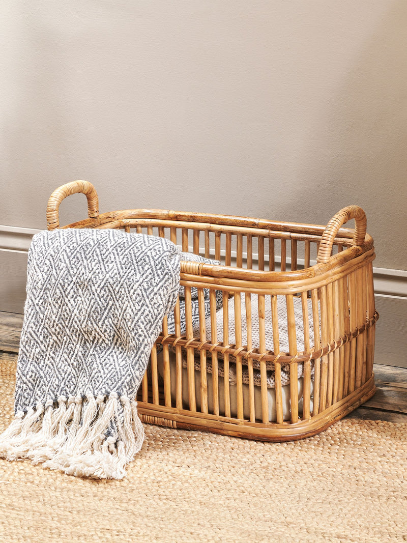 Nkuku Rammi rattan laundry basket 53cm - British product