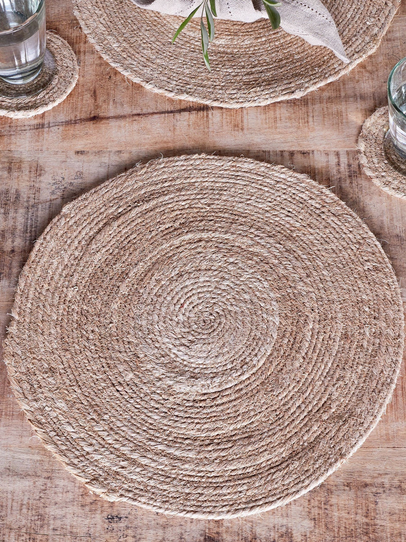 Nkuku Keso natural woven placemat 35cm - British product