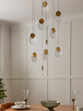 BHS Oskar 10-light LED glass cluster ceiling light satin brass, UK version