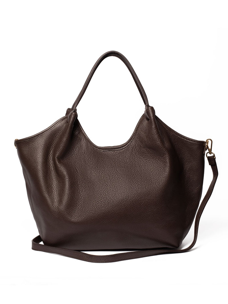 LRM Goods Lily Leather Brown Tote Bag, imported from the UK