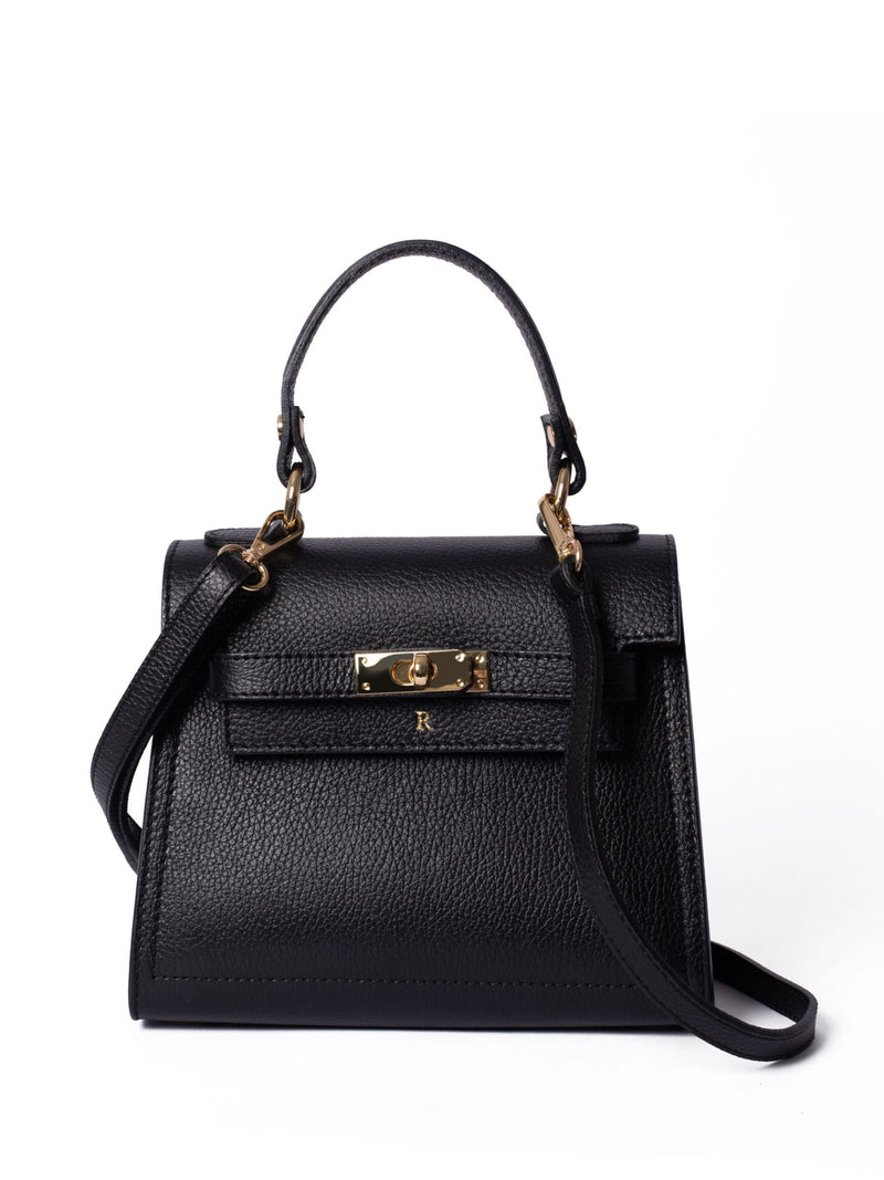 LRM Goods Polly Top Handle Black Leather Bag (British brand)