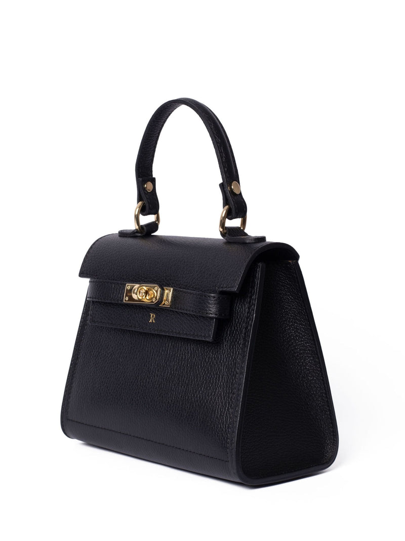 LRM Goods Polly Top Handle Black Leather Bag (British brand)