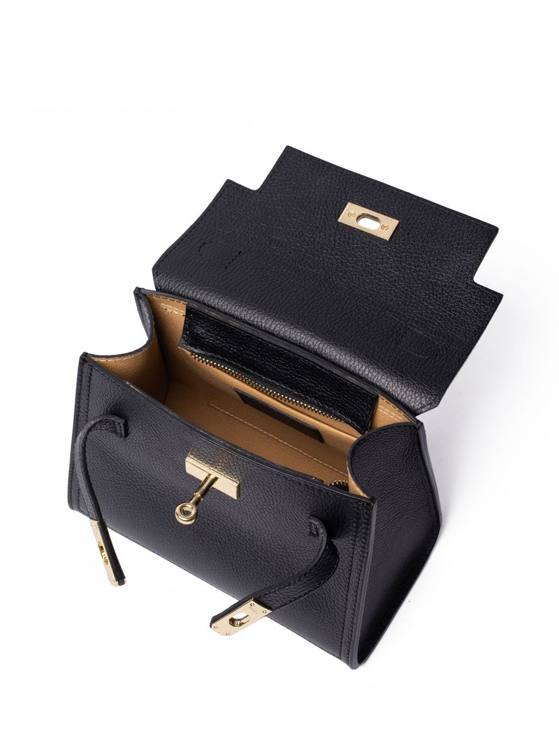 LRM Goods Polly Top Handle Black Leather Bag (British brand)
