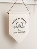 No Ordinary Gift personalised teddy bear hanging flag for new baby (British brand)