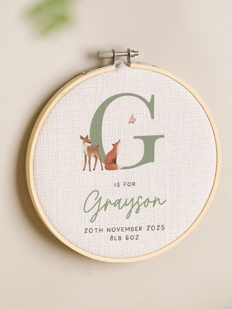 No Ordinary Gift personalised woodland hoop 15cm - British product